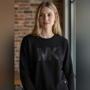 MICHAEL KORS Black Studded Sweatshirt Sz Medium NWOT Retail$128